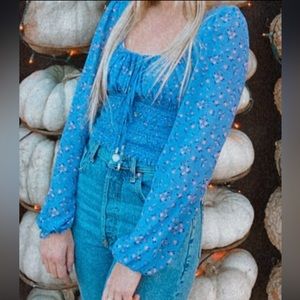 NWT Free People Floral Blouse